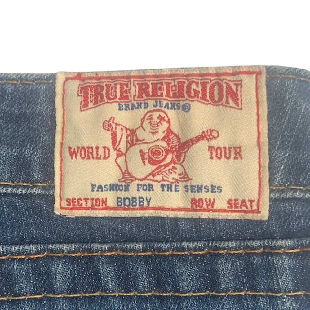 Vintage True Religion Bobby Super T Straight Leg Jeans 32‎ Y2K Thick Stitch USA